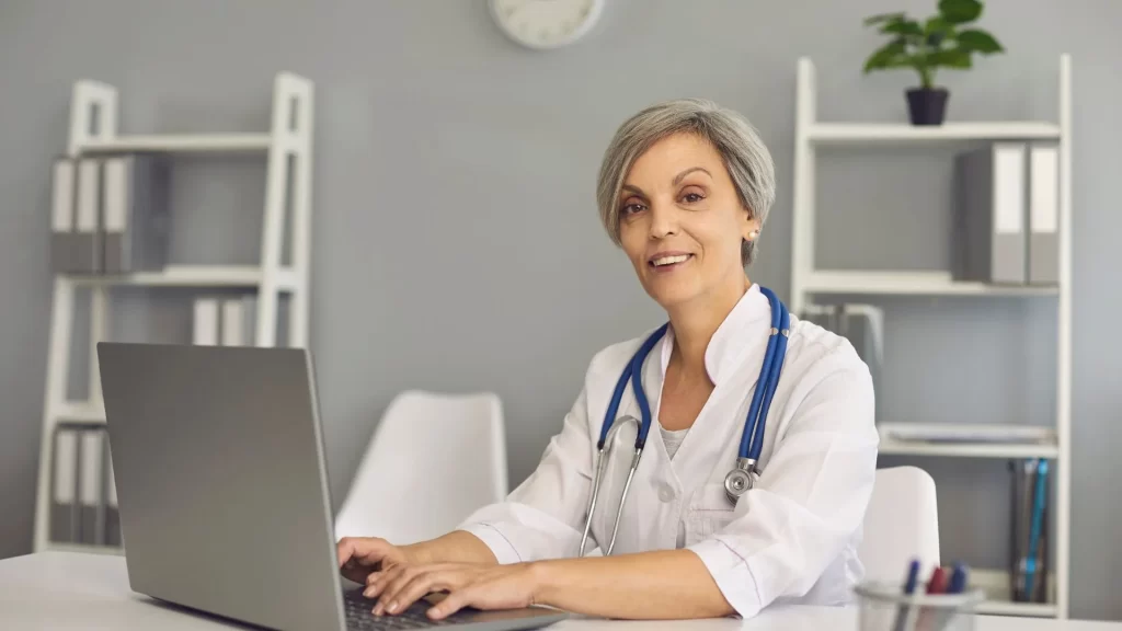 A doctor using her social media